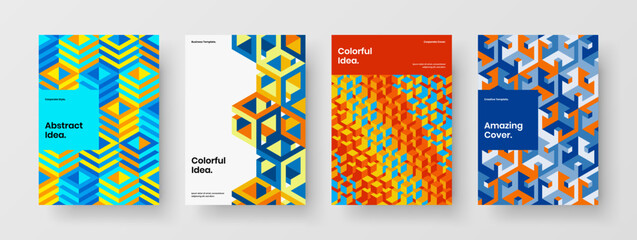 Bright mosaic pattern banner layout composition. Amazing handbill vector design concept bundle.