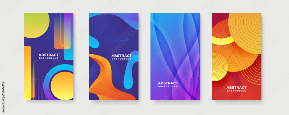 Poster Colourful background for story social media template. Vector set of abstract creative backgrounds in minimal trendy style with copy space for text - design templates for social media stories