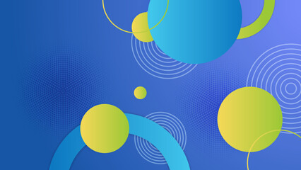 Blue and yellow abstract minimal background with circle. Trendy gradient circle pattern background texture. Minimal color gradient banner template. for poster, certificate, presentation, landing page