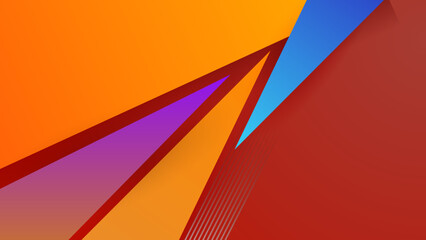 Abstract background with colorful orange blue yellow and red geometric shapes. Trendy geometric background. Minimal color gradient background for poster, certificate, presentation, landing page