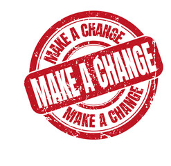 make a change round red grunge stamp