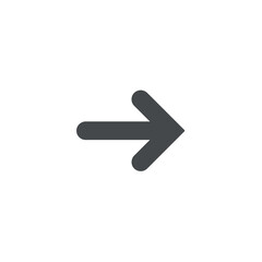 Black right arrow. Line simple icon isolated on white. Continue, enter