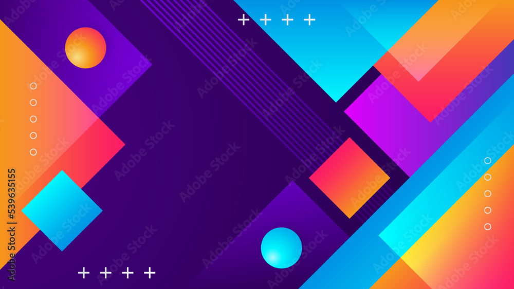 Poster Abstract background with colorful geometric shapes. Trendy gradient geometric pattern background texture. Minimal color gradient background template for poster, certificate, presentation, landing page
