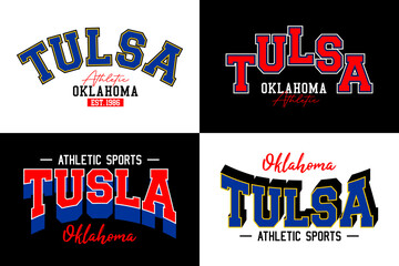 Tulsa Oklahoma vintage college typography for t shirts