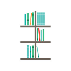Shelf with green and turquoise books