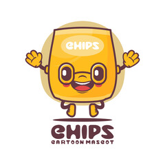 chips packaging cartoon mascot. food vector illustration