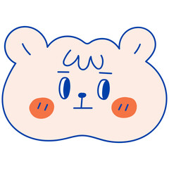 Cute bear neutral face hand drawn illustration in cartoon design