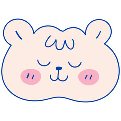Cute bear sleeping face hand drawn illustration in cartoon design