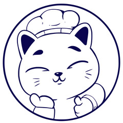 cat cartoon cute art line vector logo mascot