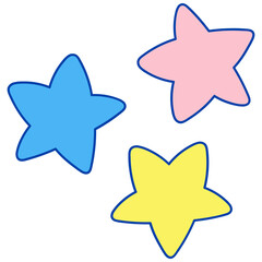 Colorful stars hand drawn illustration in cartoon design