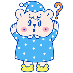 Confused Cute bear hand drawn illustration in cartoon design