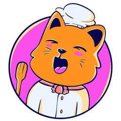 cat cute sticker icon cartoon chef