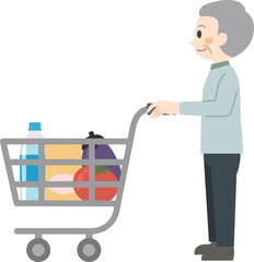 買い物する高齢者