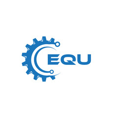 EQU letter technology logo design on white background. EQU creative initials letter IT logo concept. EQU setting shape design.
