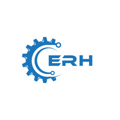 ERH letter technology logo design on white background. ERH creative initials letter IT logo concept. ERH setting shape design.
