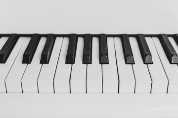 piano keys close up, white piano