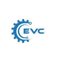 EVC letter technology logo design on white background. EVC creative initials letter IT logo concept. EVC setting shape design.
