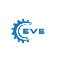 EVE letter technology logo design on white background. EVE creative initials letter IT logo concept. EVE setting shape design.
