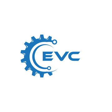 EVC letter technology logo design on white background. EVC creative initials letter IT logo concept. EVC setting shape design.
