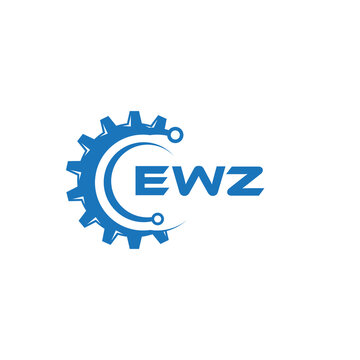 EWZ letter technology logo design on white background. EWZ creative initials letter IT logo concept. EWZ setting shape design.
