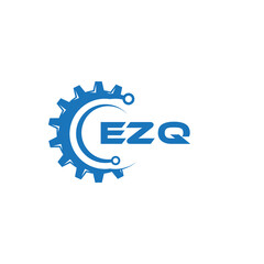 EZQ letter technology logo design on white background. EZQ creative initials letter IT logo concept. EZQ setting shape design.
