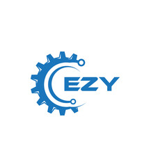EZY letter technology logo design on white background. EZY creative initials letter IT logo concept. EZY setting shape design.
