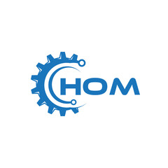 HOM letter technology logo design on white background. HOM creative initials letter IT logo concept. HOM setting shape design.
