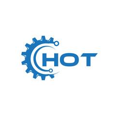 HOT letter technology logo design on white background. HOT creative initials letter IT logo concept. HOT setting shape design.
