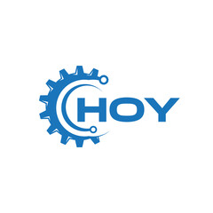 HOY letter technology logo design on white background. HOY creative initials letter IT logo concept. HOY setting shape design.
