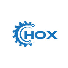 HOX letter technology logo design on white background. HOX creative initials letter IT logo concept. HOX setting shape design.
