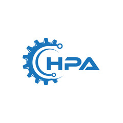 HPA letter technology logo design on white background. HPA creative initials letter IT logo concept. HPA setting shape design.
