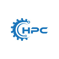 HPC letter technology logo design on white background. HPC creative initials letter IT logo concept. HPC setting shape design.
