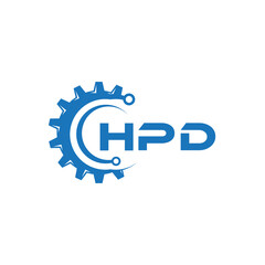 HPD letter technology logo design on white background. HPD creative initials letter IT logo concept. HPD setting shape design.
