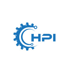 HPI letter technology logo design on white background. HPI creative initials letter IT logo concept. HPI setting shape design.
