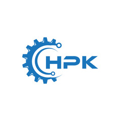 HPK letter technology logo design on white background. HPK creative initials letter IT logo concept. HPK setting shape design.
