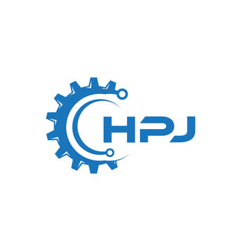 HPJ letter technology logo design on white background. HPJ creative initials letter IT logo concept. HPJ setting shape design.
