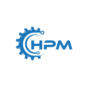 HPM letter technology logo design on white background. HPM creative initials letter IT logo concept. HPM setting shape design.
