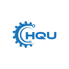 HQU letter technology logo design on white background. HQU creative initials letter IT logo concept. HQU setting shape design.
