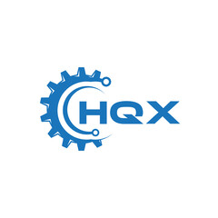 HQX letter technology logo design on white background. HQX creative initials letter IT logo concept. HQX setting shape design.
