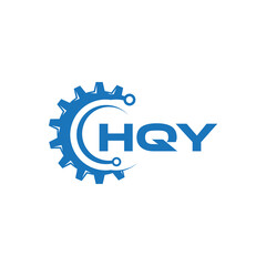 HQY letter technology logo design on white background. HQY creative initials letter IT logo concept. HQY setting shape design.
