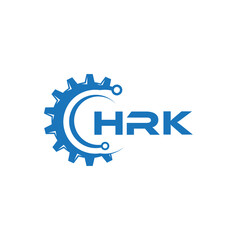 HRK letter technology logo design on white background. HRK creative initials letter IT logo concept. HRK setting shape design.
