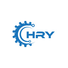 HRY letter technology logo design on white background. HRY creative initials letter IT logo concept. HRY setting shape design.
