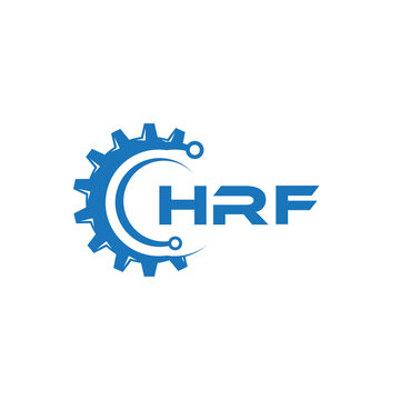 HRF letter technology logo design on white background. HRF creative initials letter IT logo concept. HRF setting shape design.
