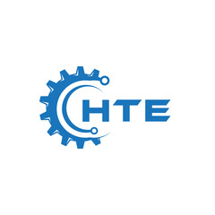 HTE letter technology logo design on white background. HTE creative initials letter IT logo concept. HTE setting shape design.
