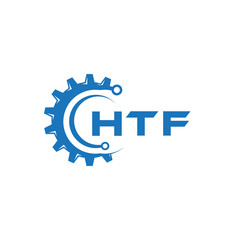 HTF letter technology logo design on white background. HTF creative initials letter IT logo concept. HTF setting shape design.
