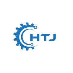 HTJ letter technology logo design on white background. HTJ creative initials letter IT logo concept. HTJ setting shape design.
