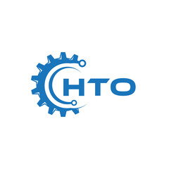 HTO letter technology logo design on white background. HTO creative initials letter IT logo concept. HTO setting shape design.
