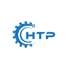 HTP letter technology logo design on white background. HTP creative initials letter IT logo concept. HTP setting shape design.
