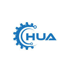 HUA letter technology logo design on white background. HUA creative initials letter IT logo concept. HUA setting shape design.
