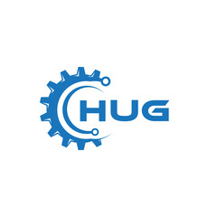 HUG letter technology logo design on white background. HUG creative initials letter IT logo concept. HUG setting shape design.
